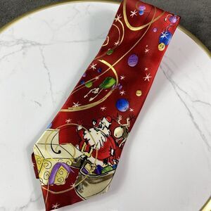 Jerry Garcia Christmas Holiday Neck Tie Necktie J. Garcia Red Santa Necktie